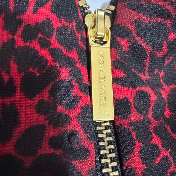 MICHAEL KORS Black Red Sleeveless Leopard Cheetah Print Dress SZ 10 Knee Length - Picture 5 of 8